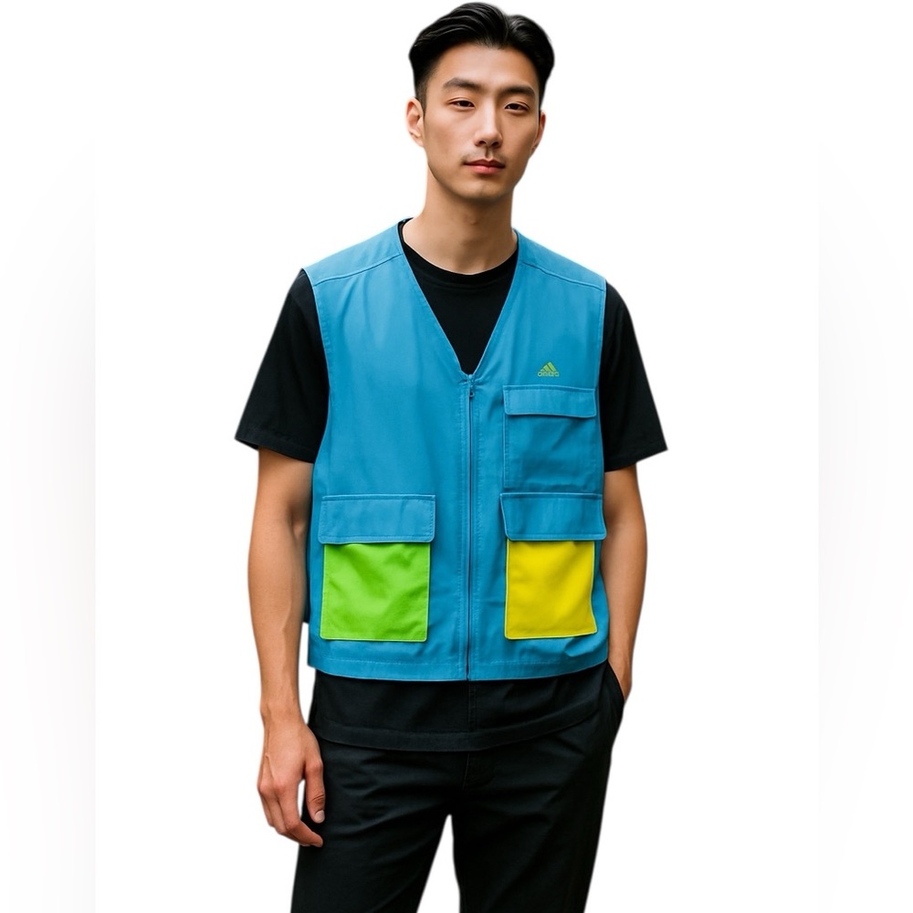 NWT Mens Adidas Blue Yellow Green Kid Core Eco KC Utility Vest